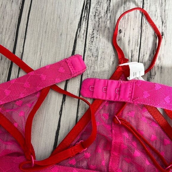 Kimchi Blue Women's Black Bandeau Bra Red Pink Triangle Bralette Small Lot of 2 - Picture 8 of 11